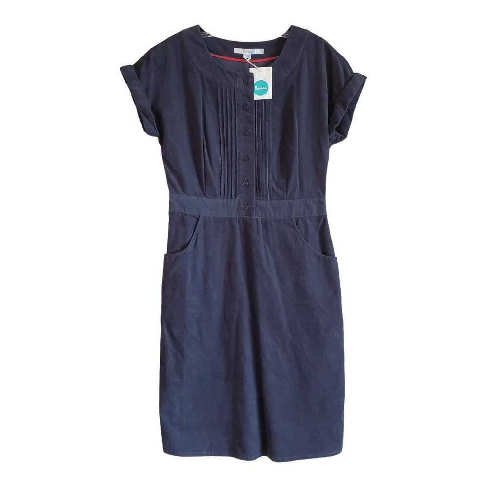 BODEN Women's 6 6L Dress Shirtdress Corduroy Charcoal Gray 1/2 Buttons NEW NWT